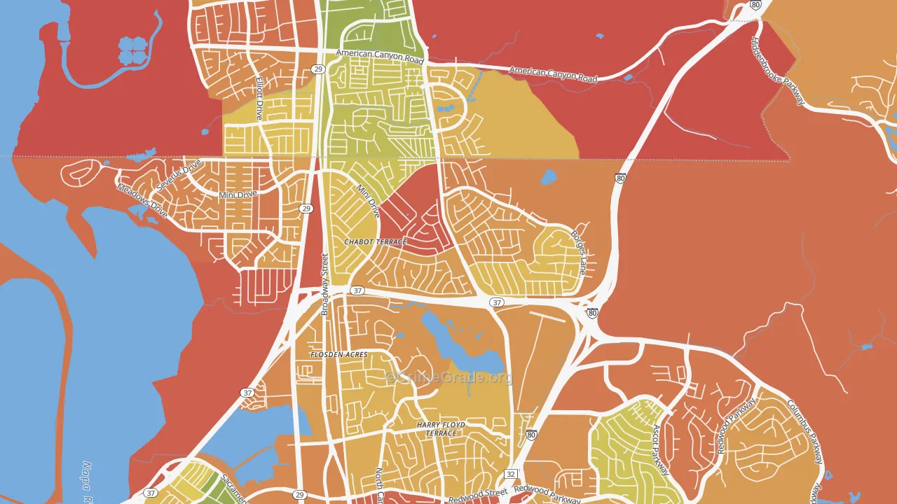 Chabot Terrace, Vallejo, CA Map of Arson Rates