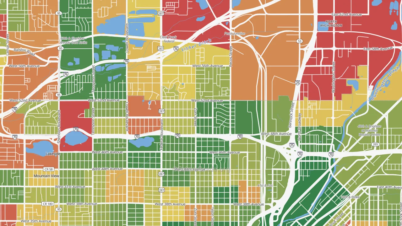 Chaffee Park, Denver, CO Map of Arson Rates