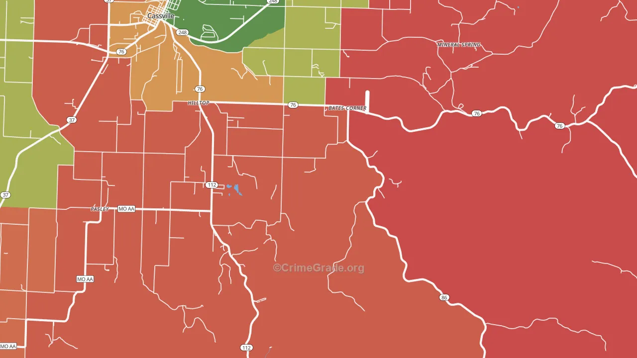 Chain-O-Lakes, MO Map of Arson Rates