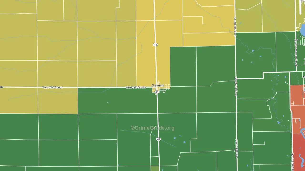 Chalmers, IN Map of Arson Rates