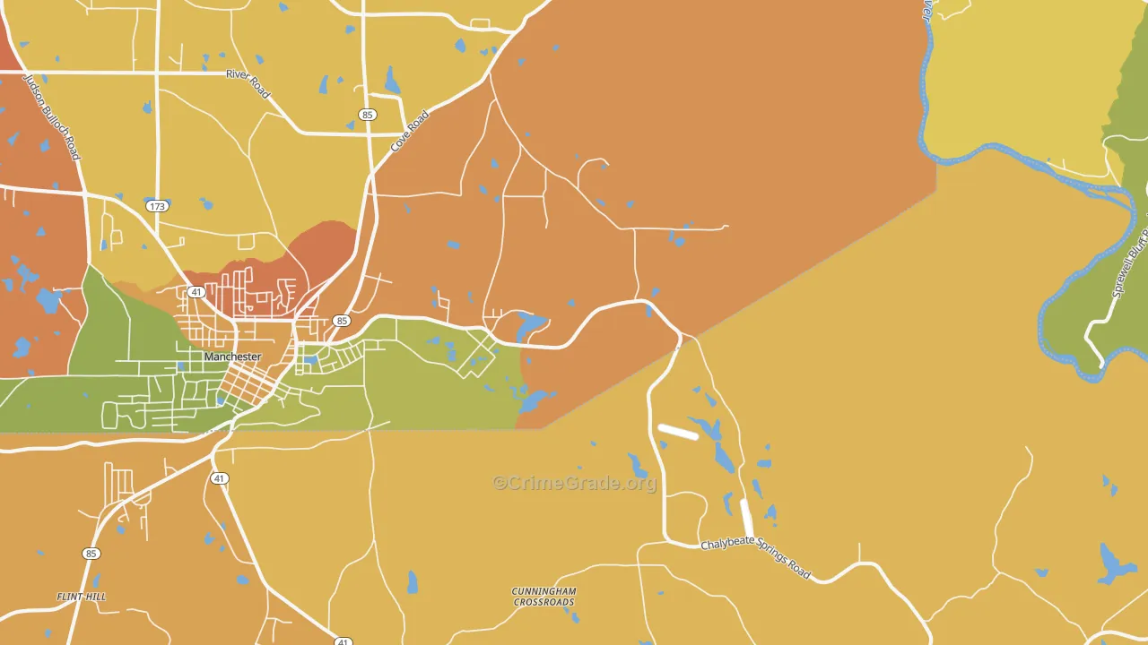 Chalybeate Springs, GA Map of Arson Rates