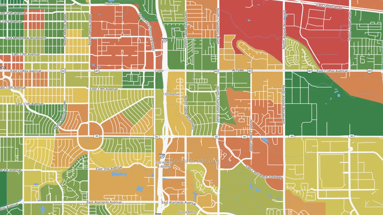 Chambers Heights, Aurora, CO Map of Arson Rates