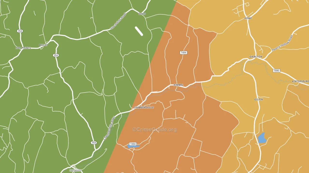 Chambersville, PA Map of Arson Rates