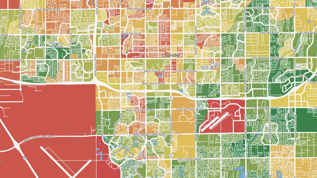 Chandler, AZ Map of Arson Rates