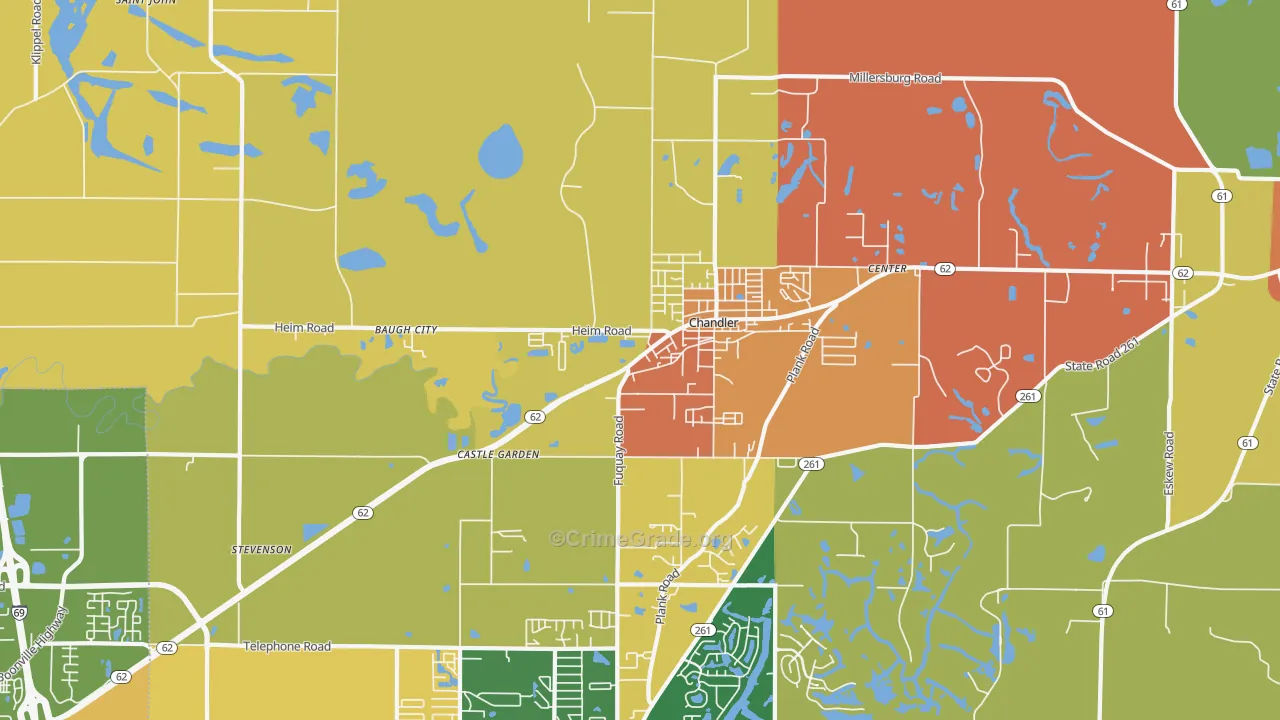 Chandler, IN Map of Arson Rates