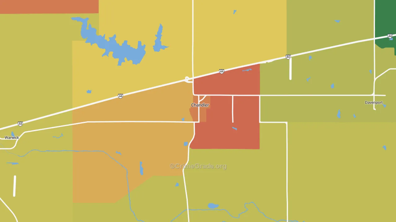 Chandler, OK Map of Arson Rates
