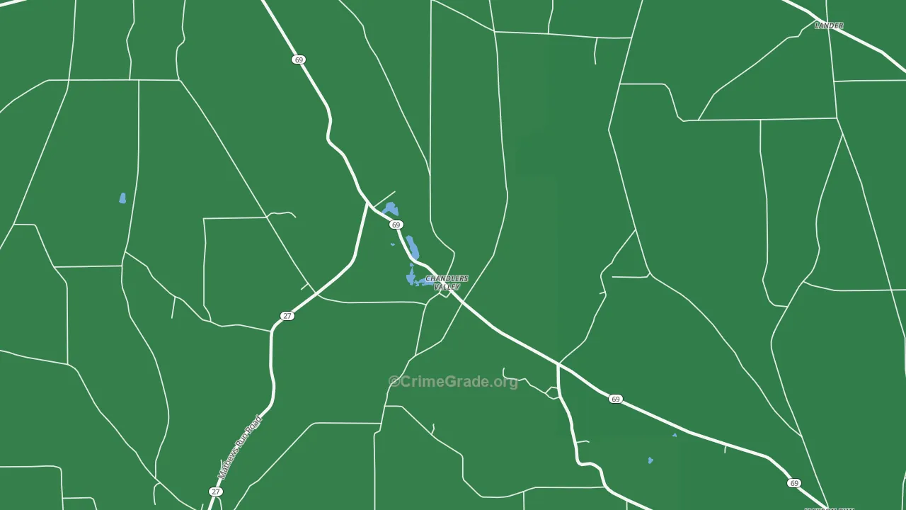 Chandlers Valley, PA Map of Arson Rates