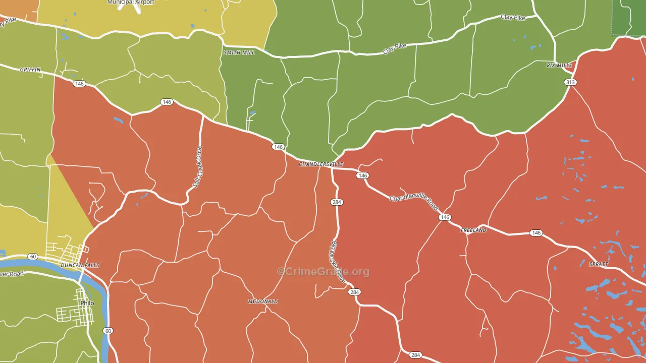 Chandlersville, OH Map of Arson Rates