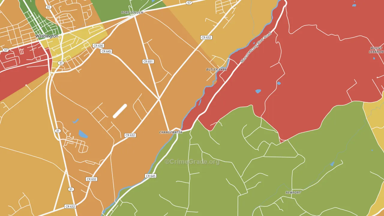 Changewater, NJ Map of Arson Rates