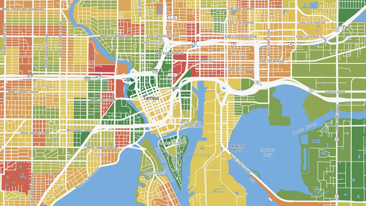 Channelside, Tampa, FL Map of Arson Rates