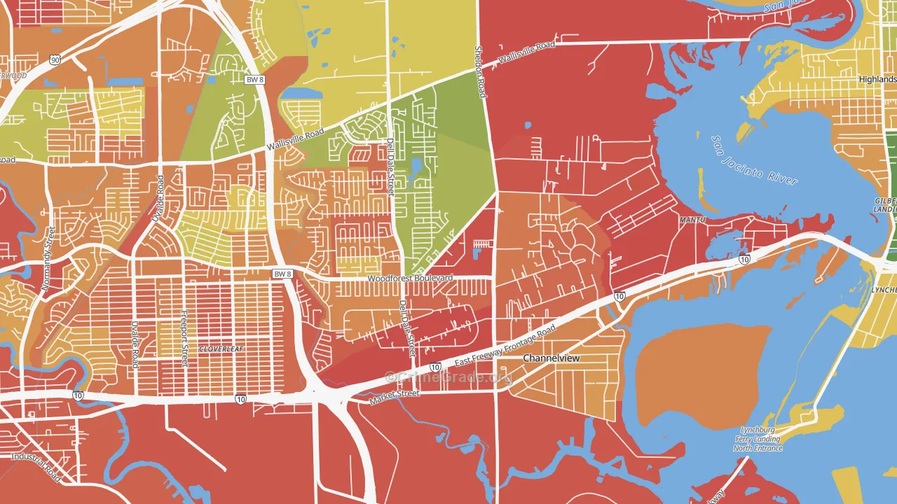 Channelview, TX Map of Arson Rates