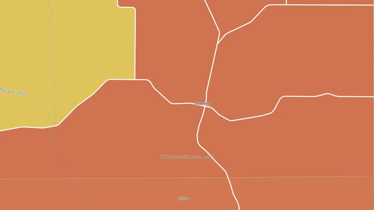 Channing, TX Map of Arson Rates