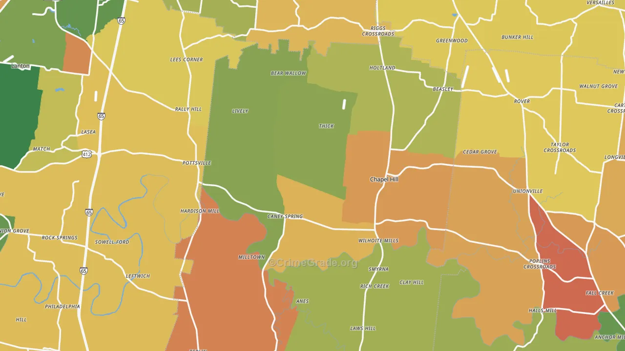 Chapel Hill, TN Map of Arson Rates
