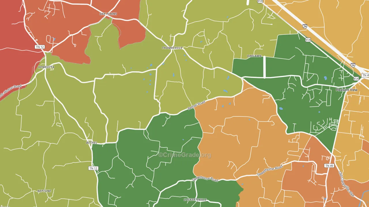 Chapmansboro, TN Map of Arson Rates