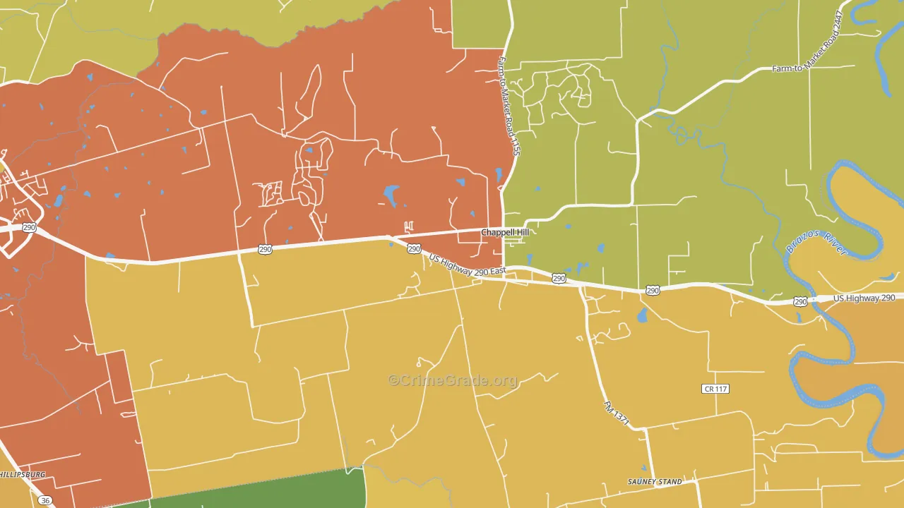 Chappell Hill, TX Map of Arson Rates