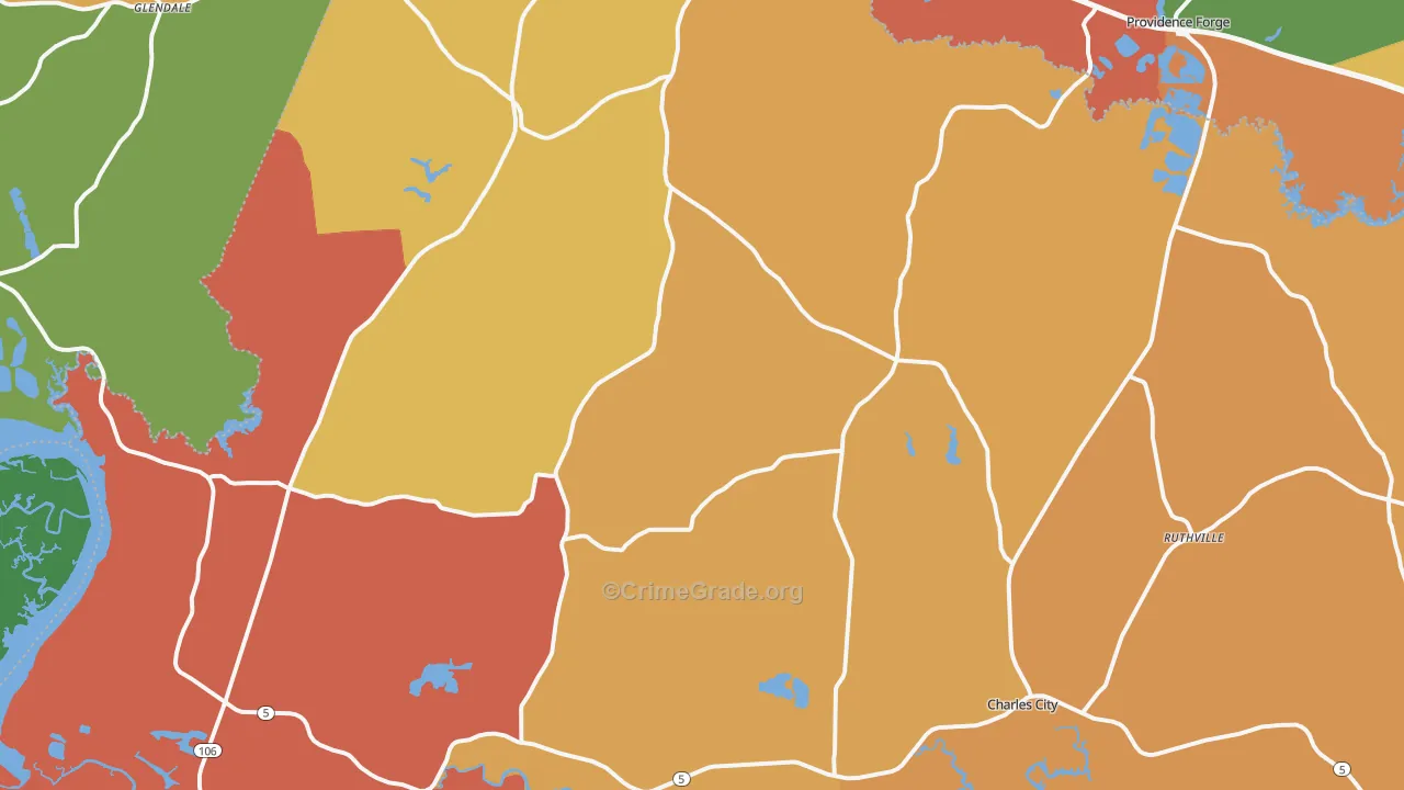 Charles City, VA Map of Arson Rates