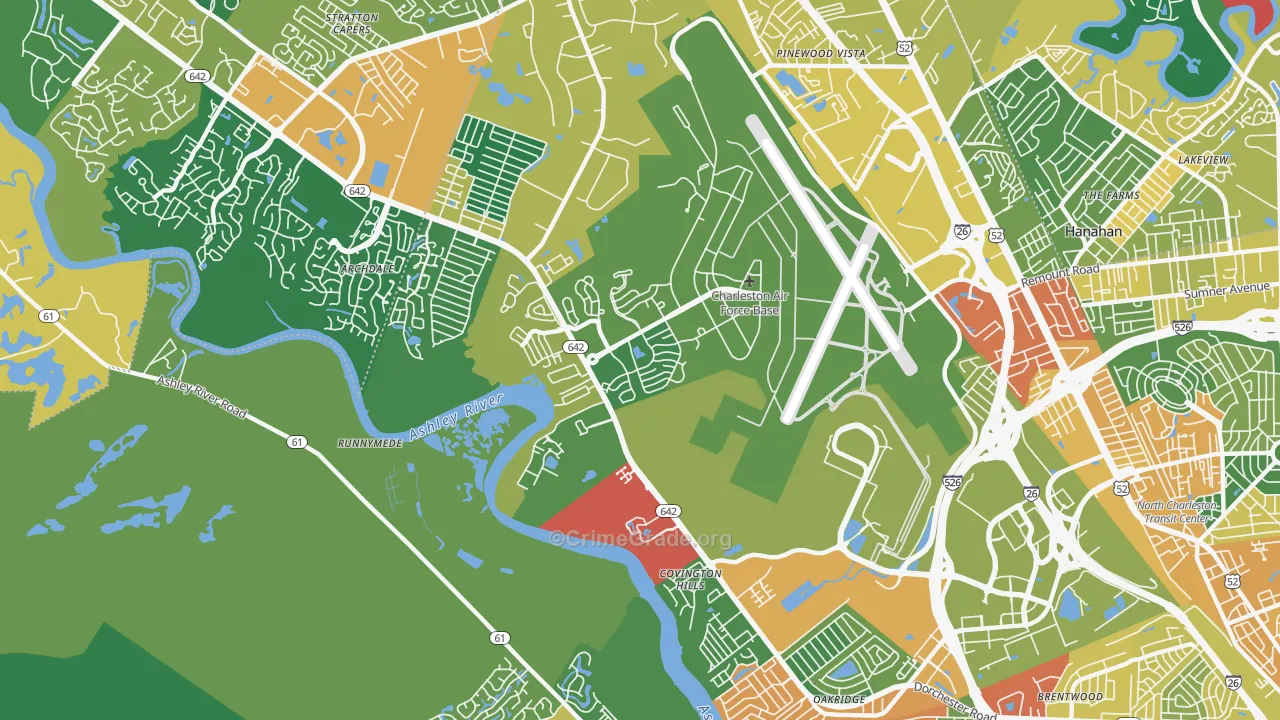 Charleston Afb, SC Map of Arson Rates