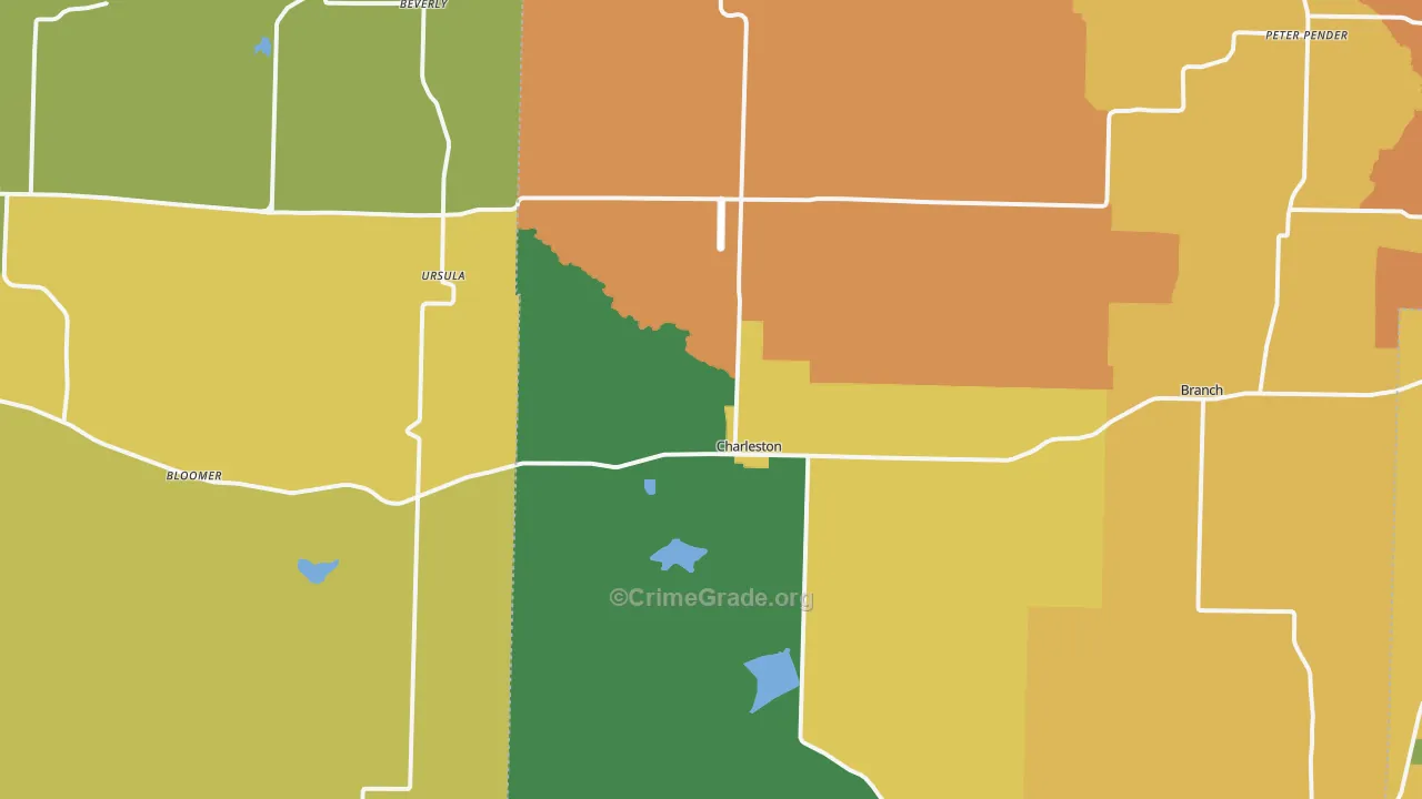 Charleston, AR Map of Arson Rates