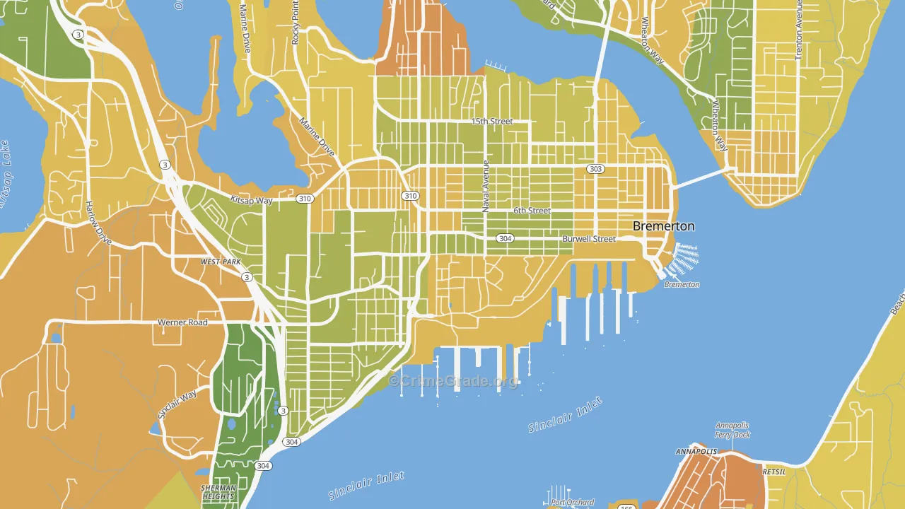 Charleston, Bremerton, WA Map of Arson Rates