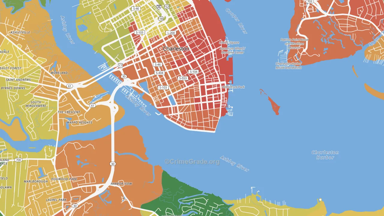 Charleston Historic District, Charleston, SC Map of Arson Rates