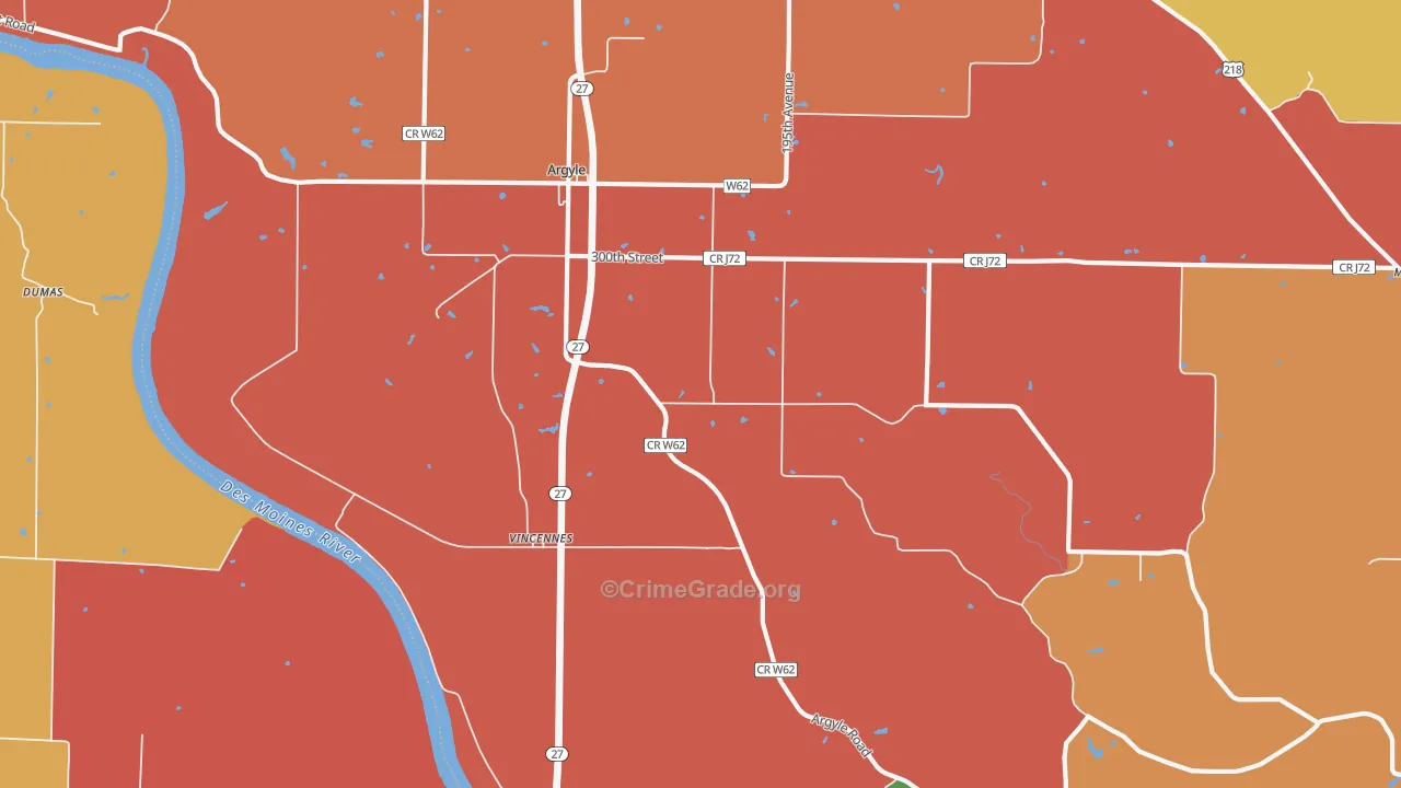 Charleston, IA Map of Arson Rates