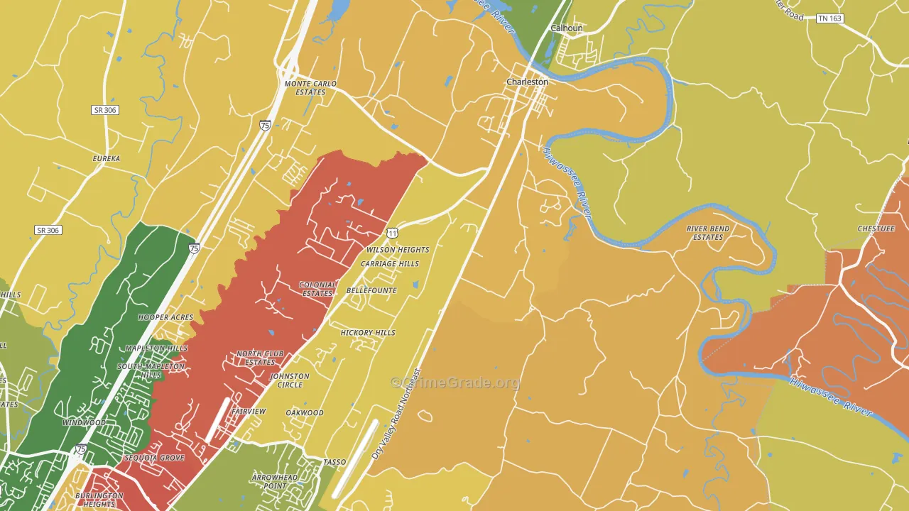Charleston, TN Map of Arson Rates
