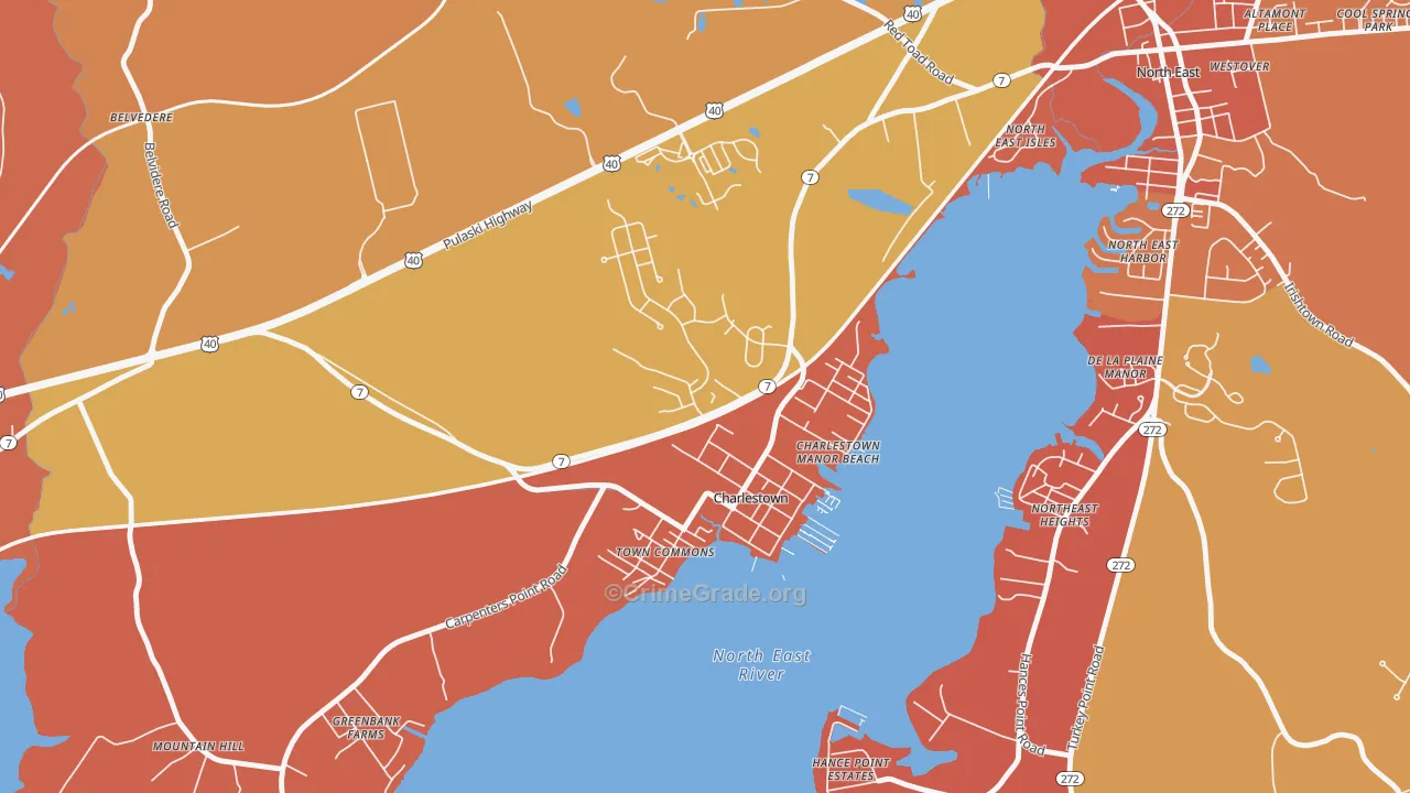 Charlestown, MD Map of Arson Rates