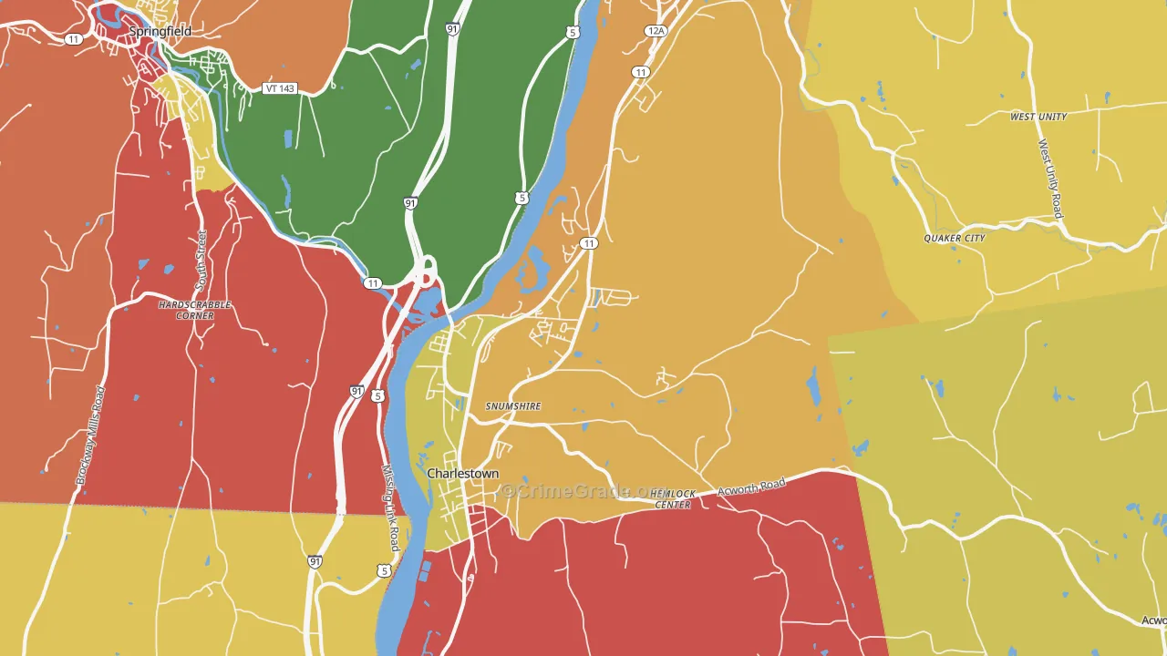 Charlestown, NH Map of Arson Rates
