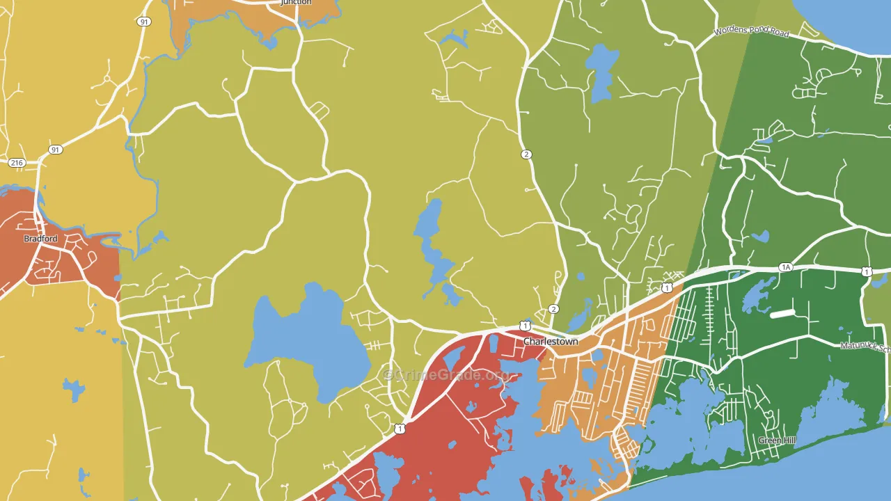 Charlestown, RI Map of Arson Rates