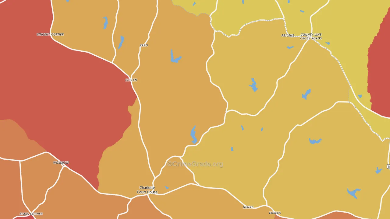 Charlotte Court House, VA Map of Arson Rates