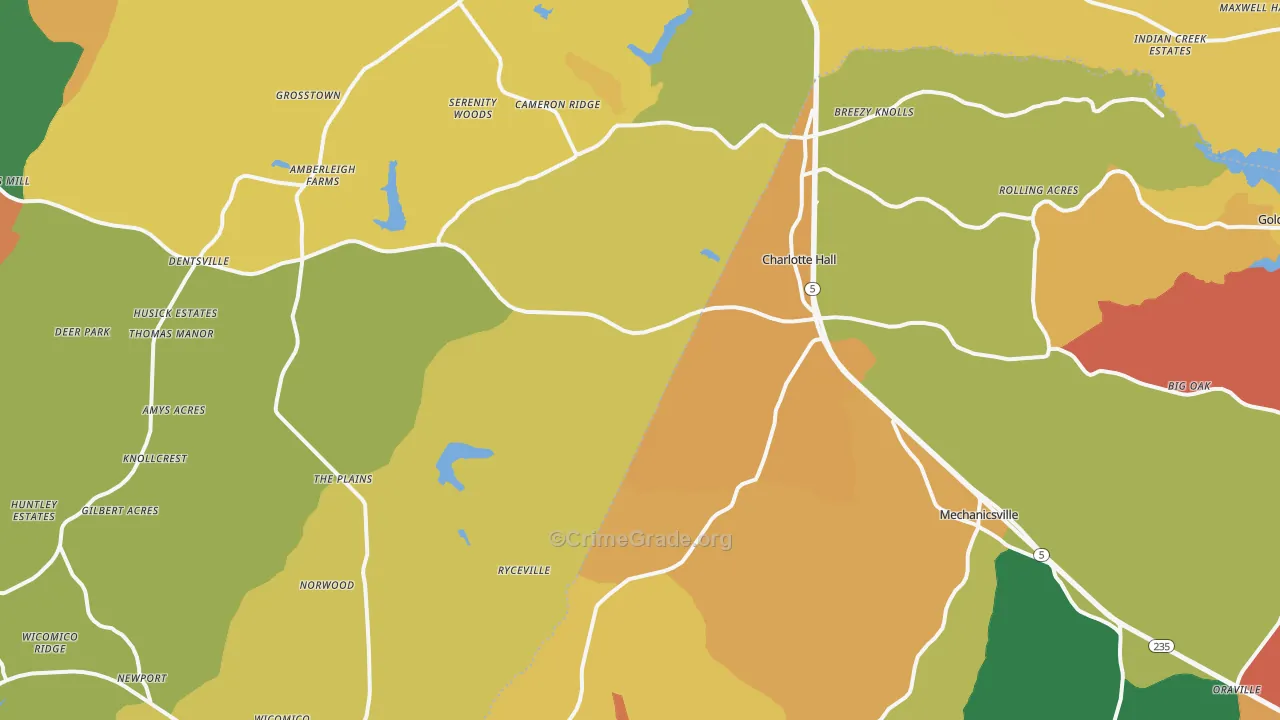 Charlotte Hall, MD Map of Arson Rates