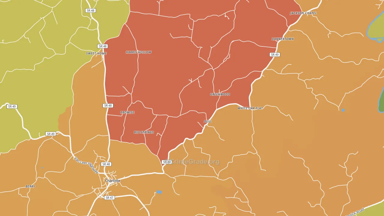 Charlotte, TN Map of Arson Rates