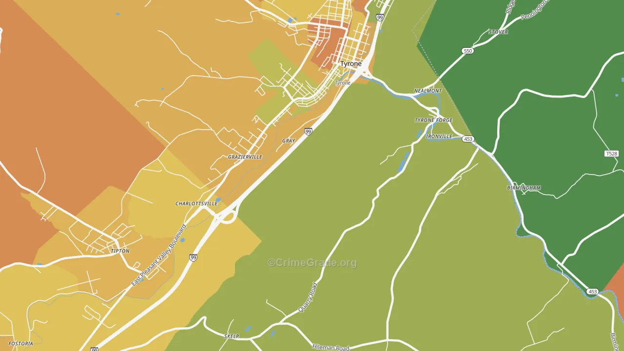 Charlottsville, PA Map of Arson Rates