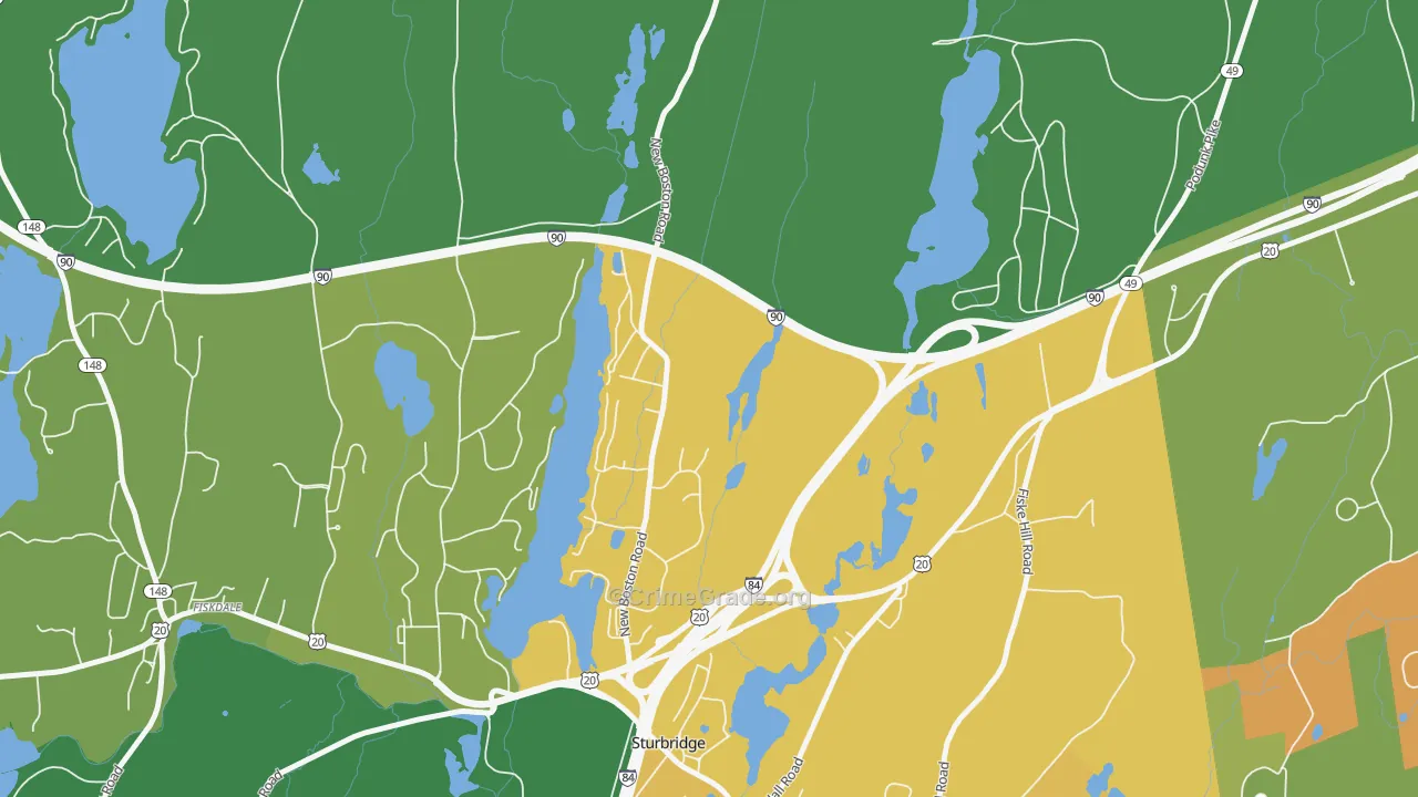 Charlton City, MA Map of Arson Rates