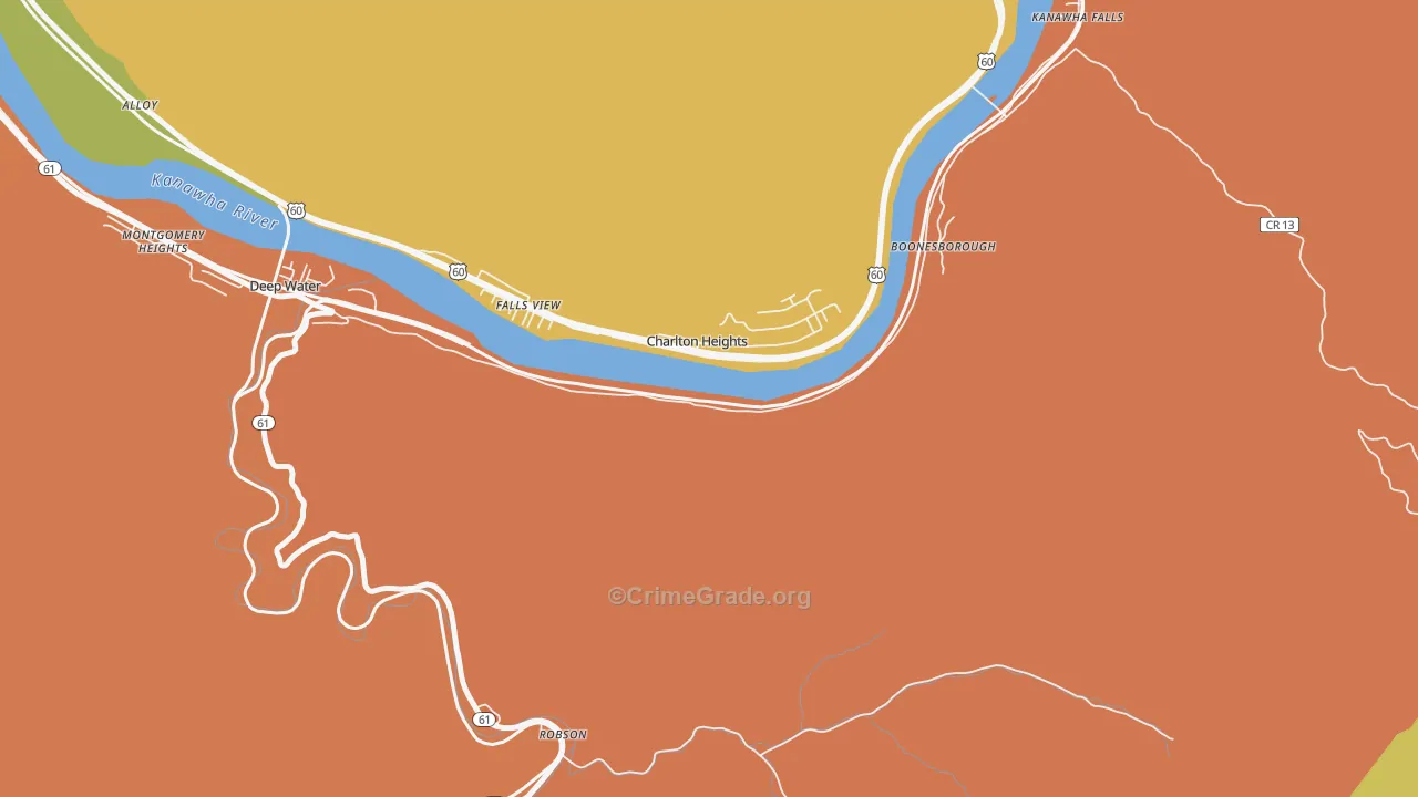 Charlton Heights, WV Map of Arson Rates