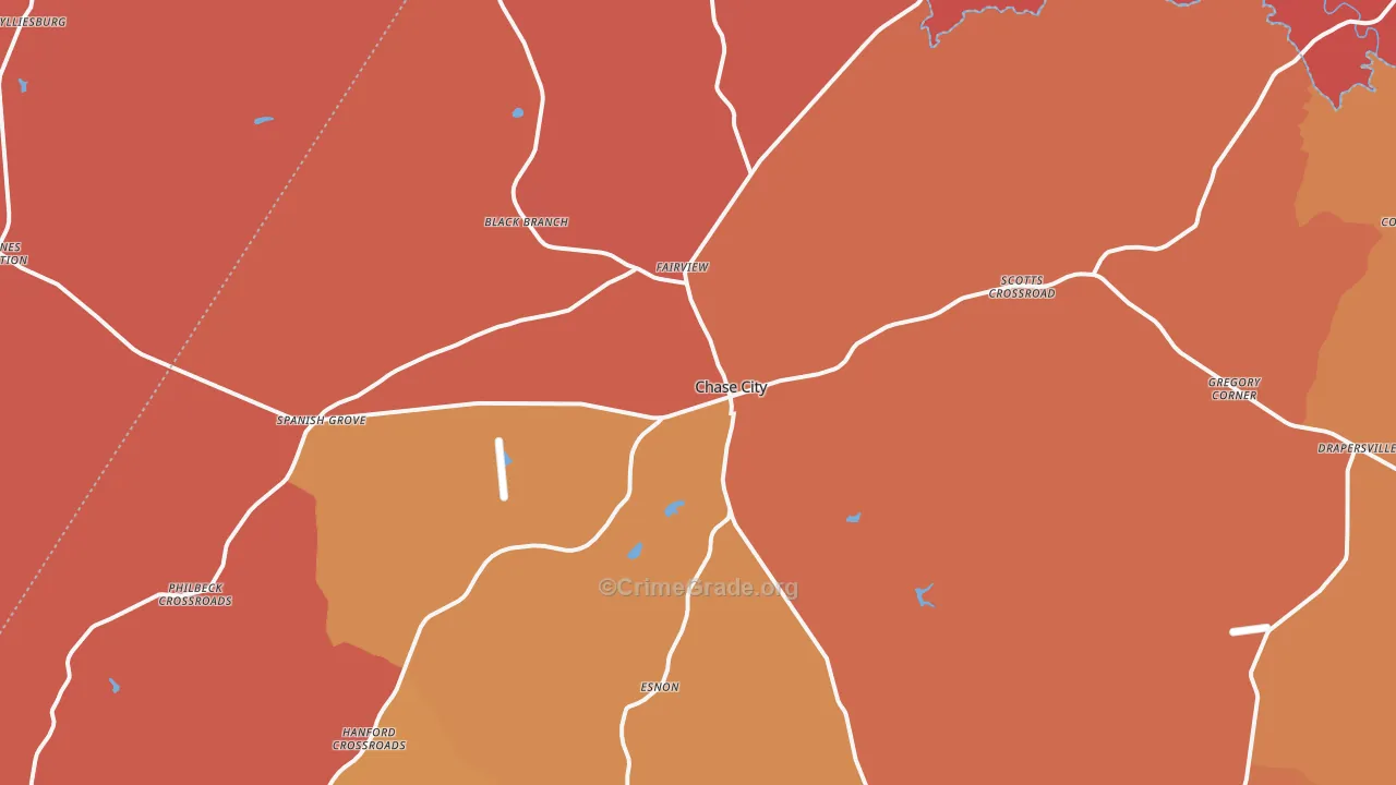 Chase City, VA Map of Arson Rates