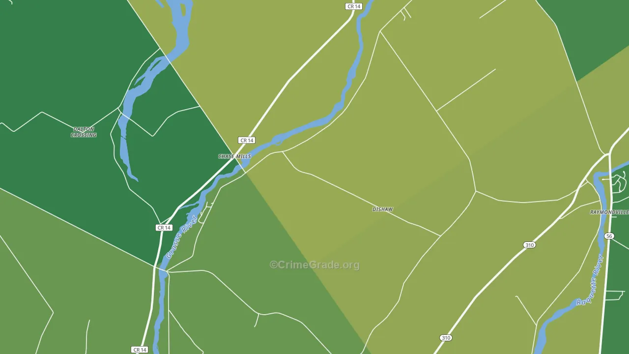 Chase Mills, NY Map of Arson Rates
