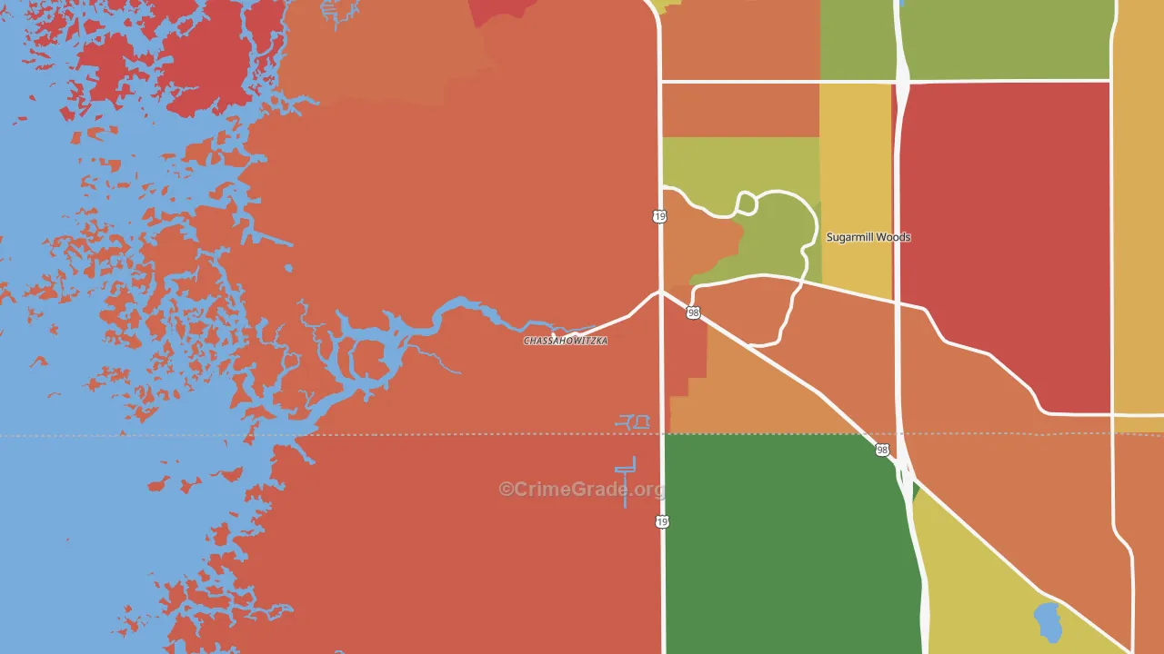Chassahowitzka, FL Map of Arson Rates