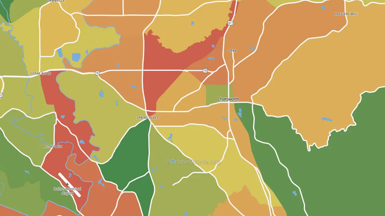 Chatsworth, GA Map of Arson Rates