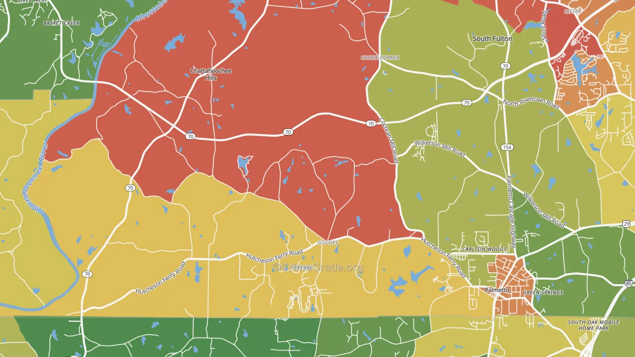 Chattahoochee Hills, GA Map of Arson Rates