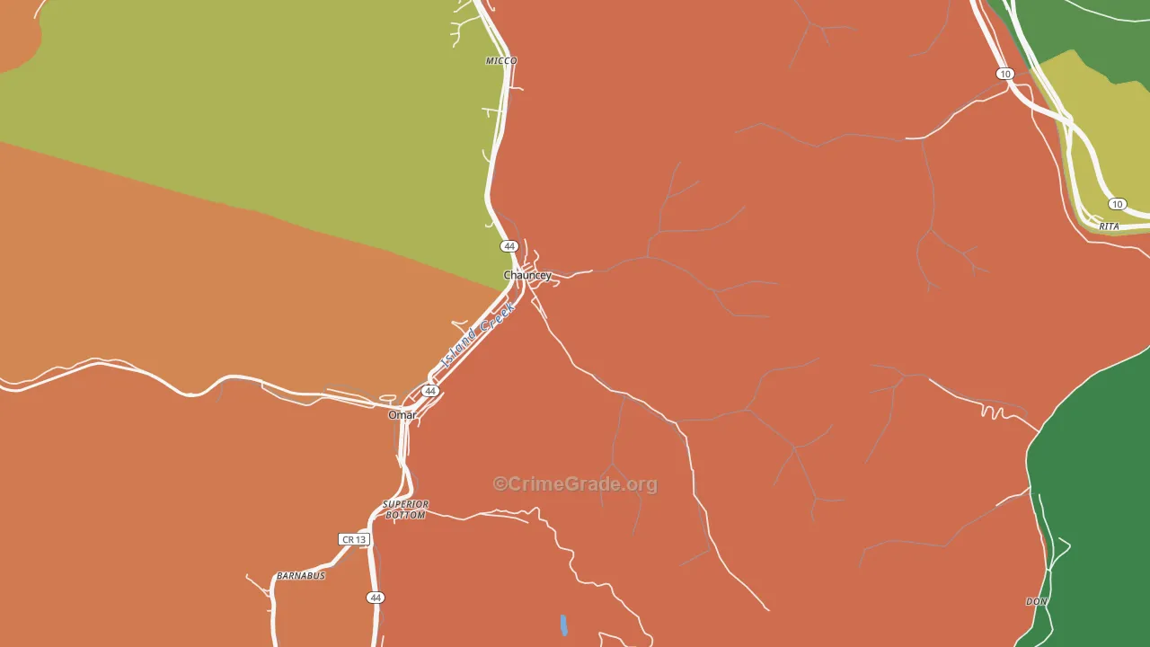 Chauncey, WV Map of Arson Rates