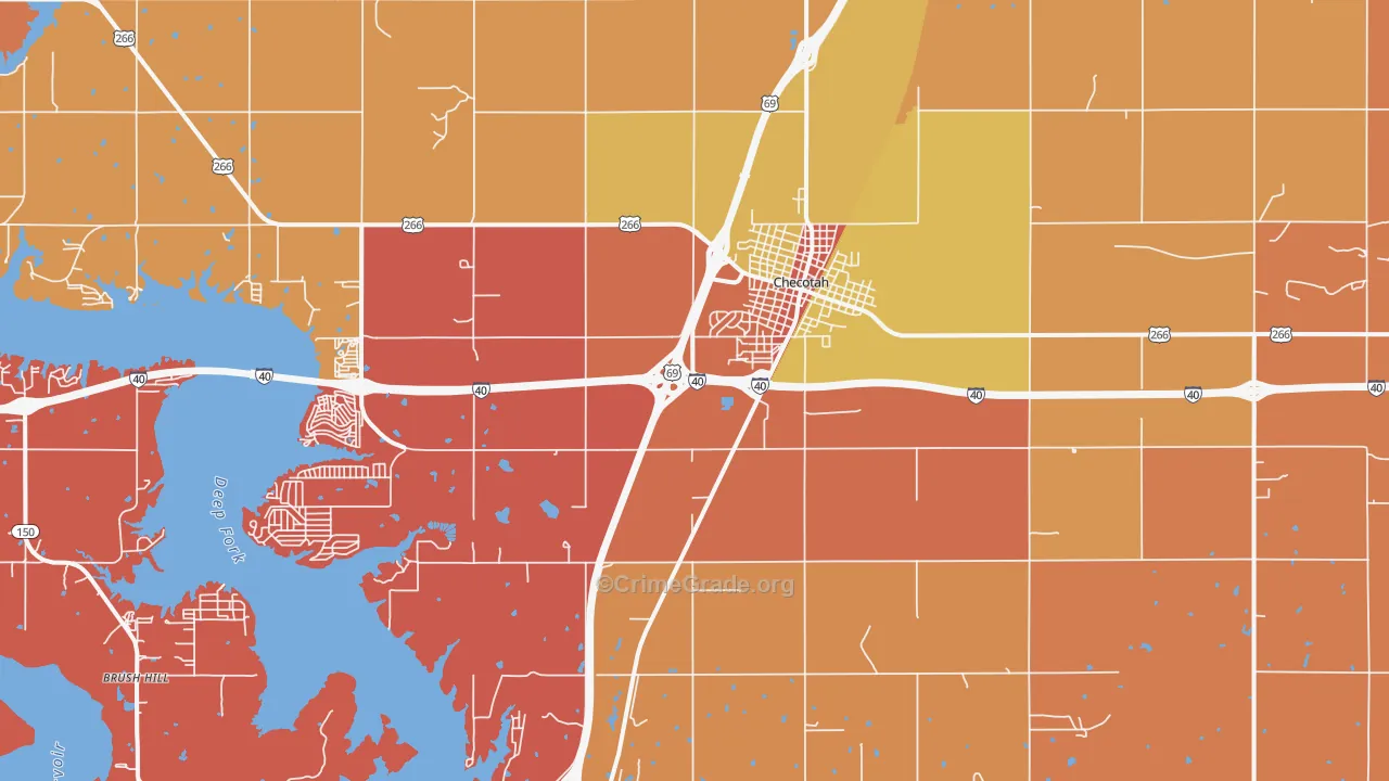 Checotah, OK Map of Arson Rates