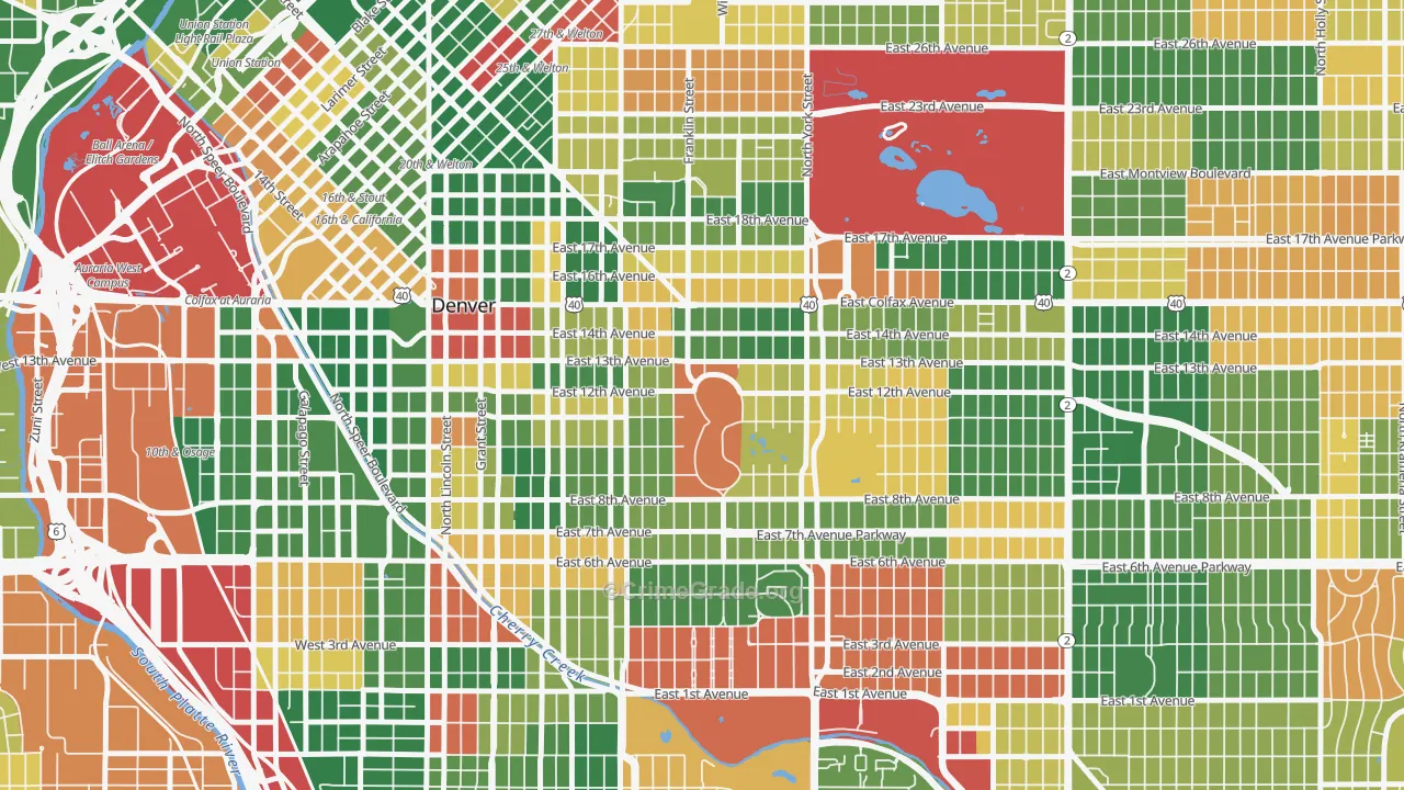 Cheesman Park, Denver, CO Map of Arson Rates