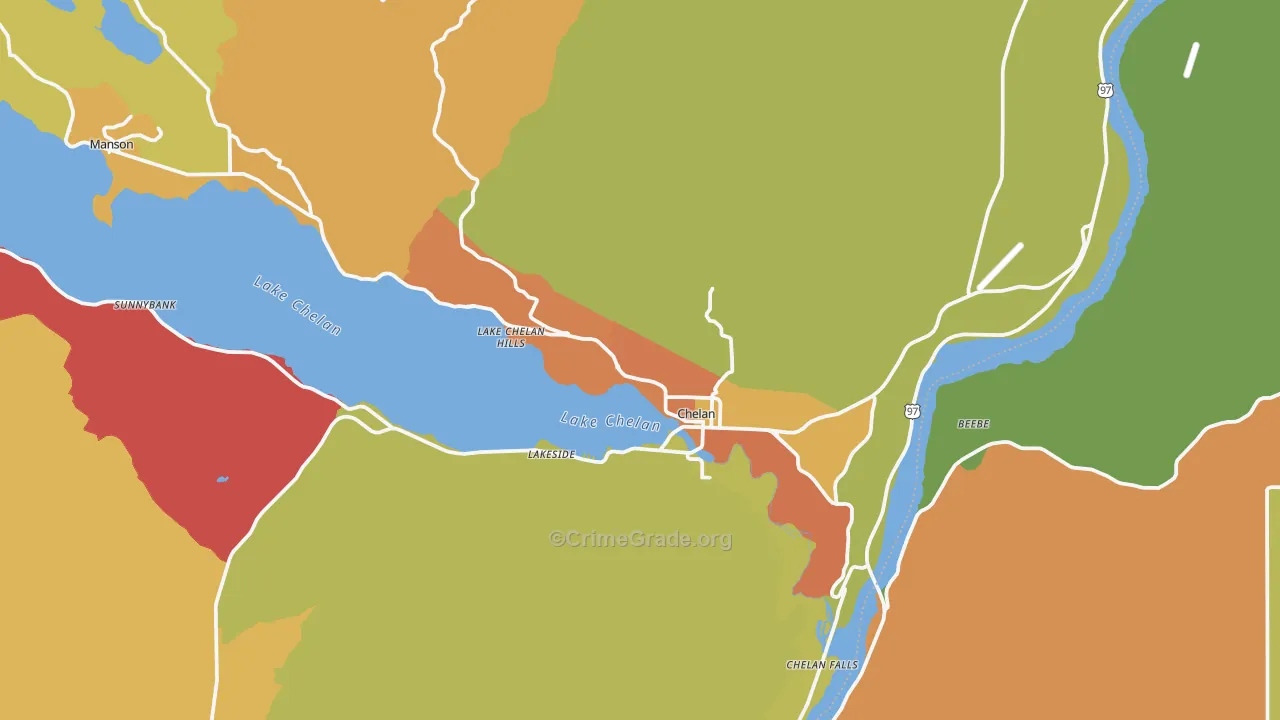 Chelan, WA Map of Arson Rates