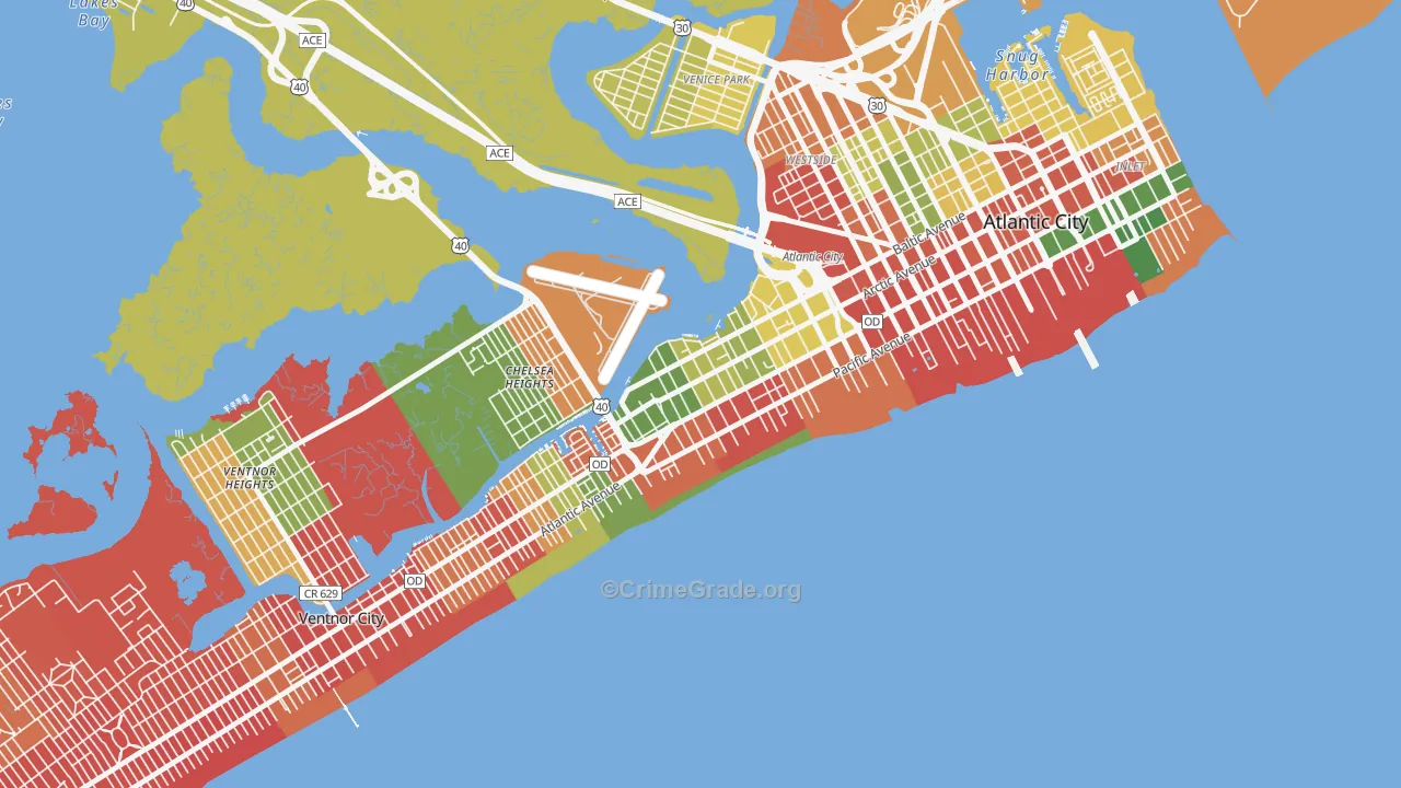 Chelsea, Atlantic City, NJ Map of Arson Rates