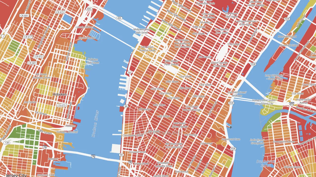 Chelsea, Manhattan, NY Map of Arson Rates
