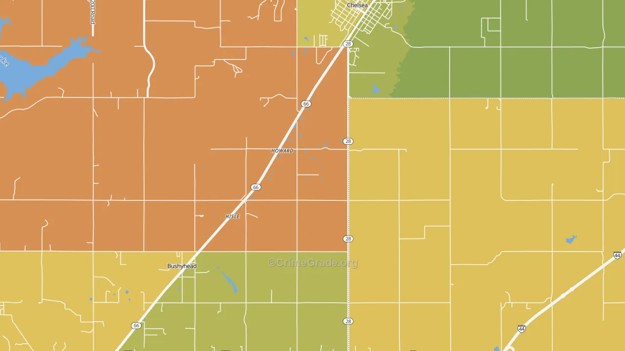Chelsea, OK Map of Arson Rates