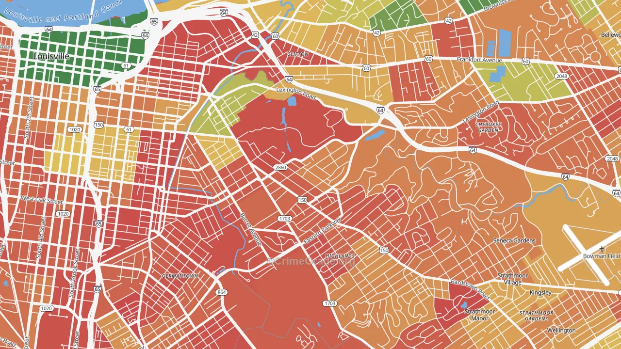 Cherokee Triangle, Louisville, KY Map of Arson Rates