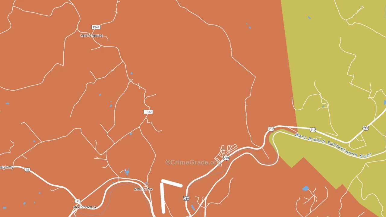 Cherry Corner, PA Map of Arson Rates