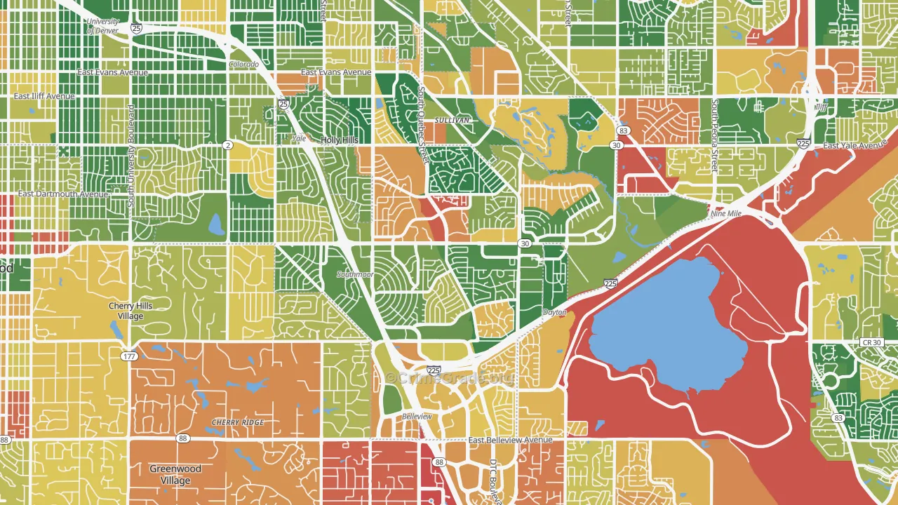 Cherry Creek, Denver, CO Map of Arson Rates